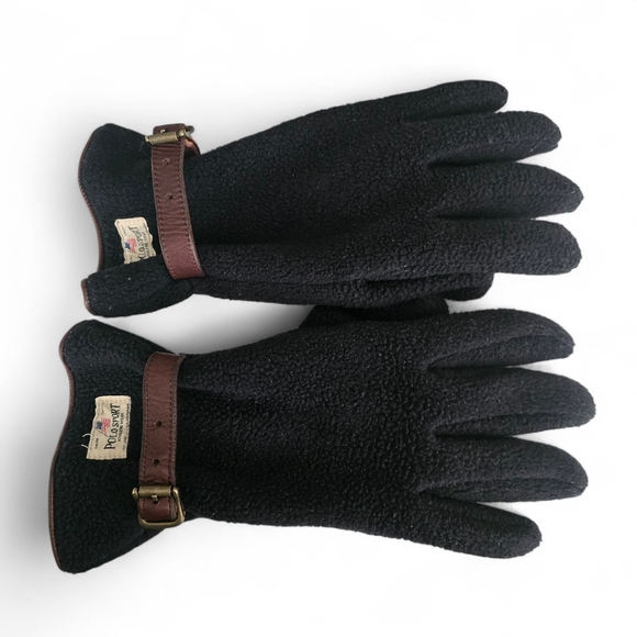 Vintage Polo Sport Ralph Lauren Fleece Gloves Leather Strap Y2K - Picture 6 of 8